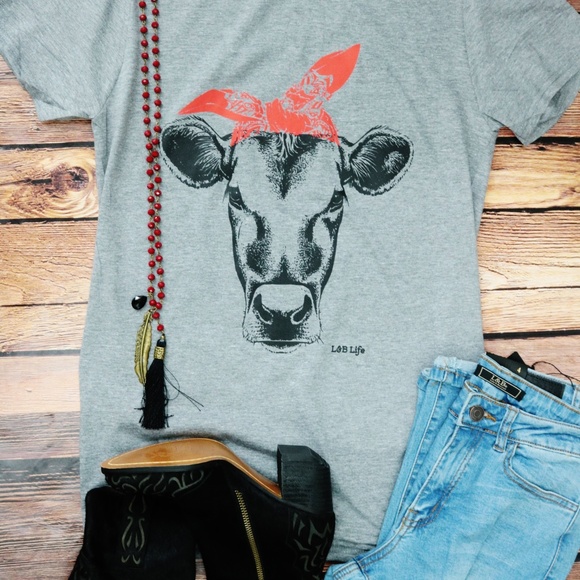 L&B Life Tops - NWT Cow with Bandana